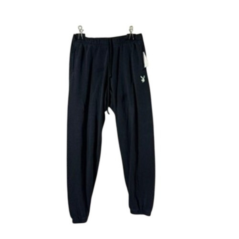Playboy by PacSun Black Jogger Sweatpants‎ Green Bunny Logo Small
